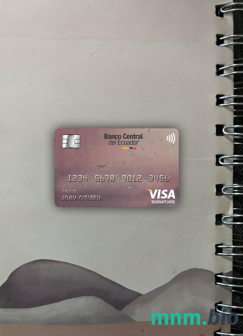 Ecuador Central bank visa signature card wygląd fotograficzny skan PSD + zdjęcie